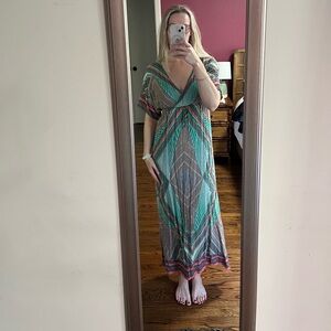 CALVIN KLEIN Geometric Patterned Maxi Dress Resort Flowy Boho Lightweigh…